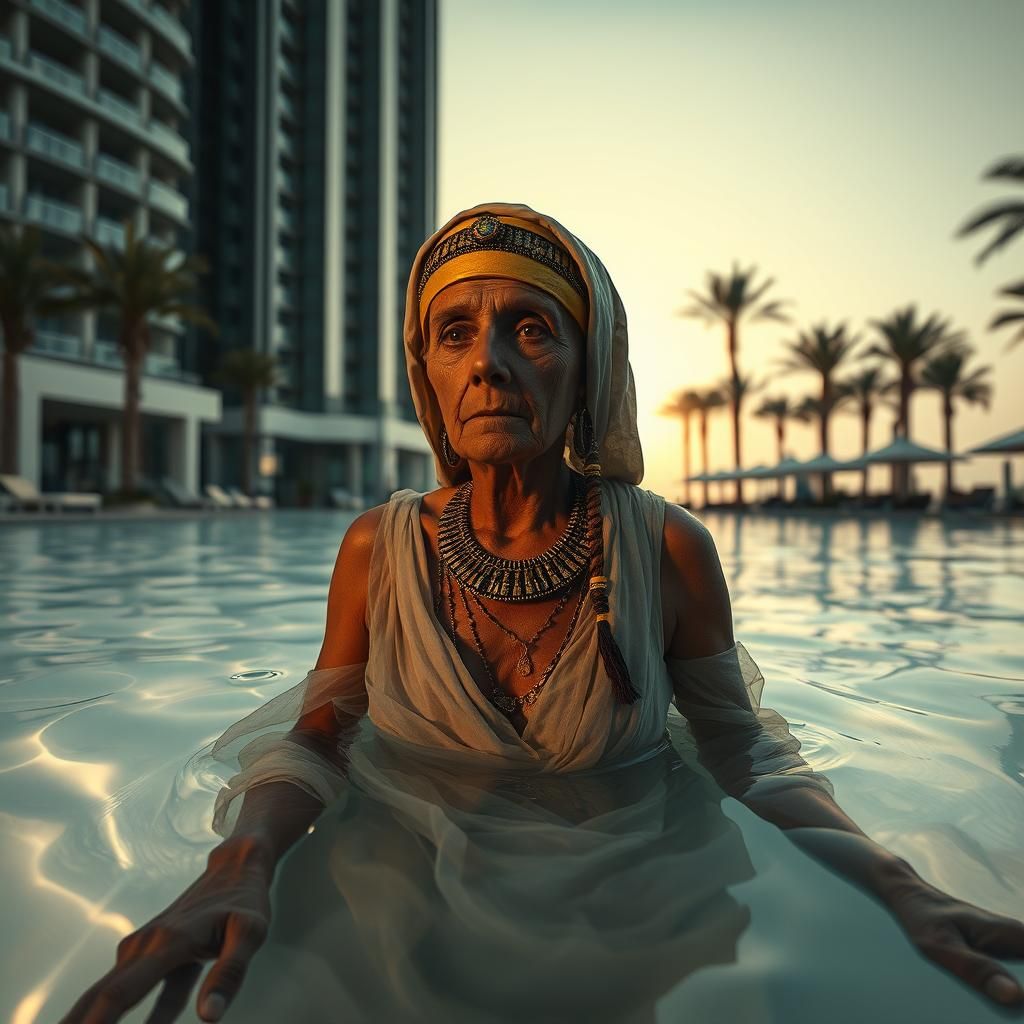 Mummy's Vacation: Dubai Hotel Pool at Sunset