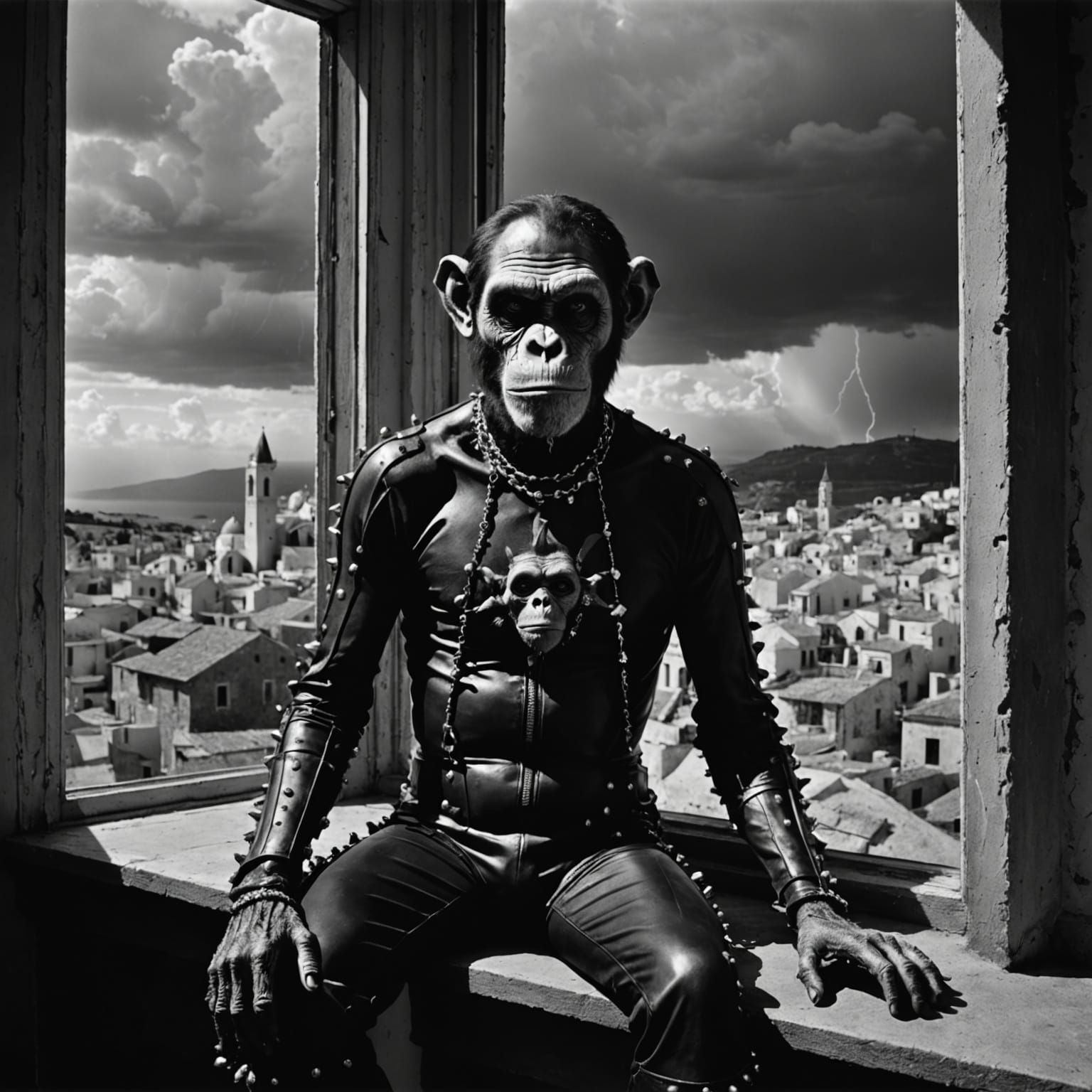 Melancholic Zombie Monkey Clown in Fine-Art Photography