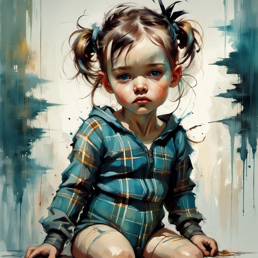 Adorable Tartan Plaid Onesie in Digital Airbrush Style