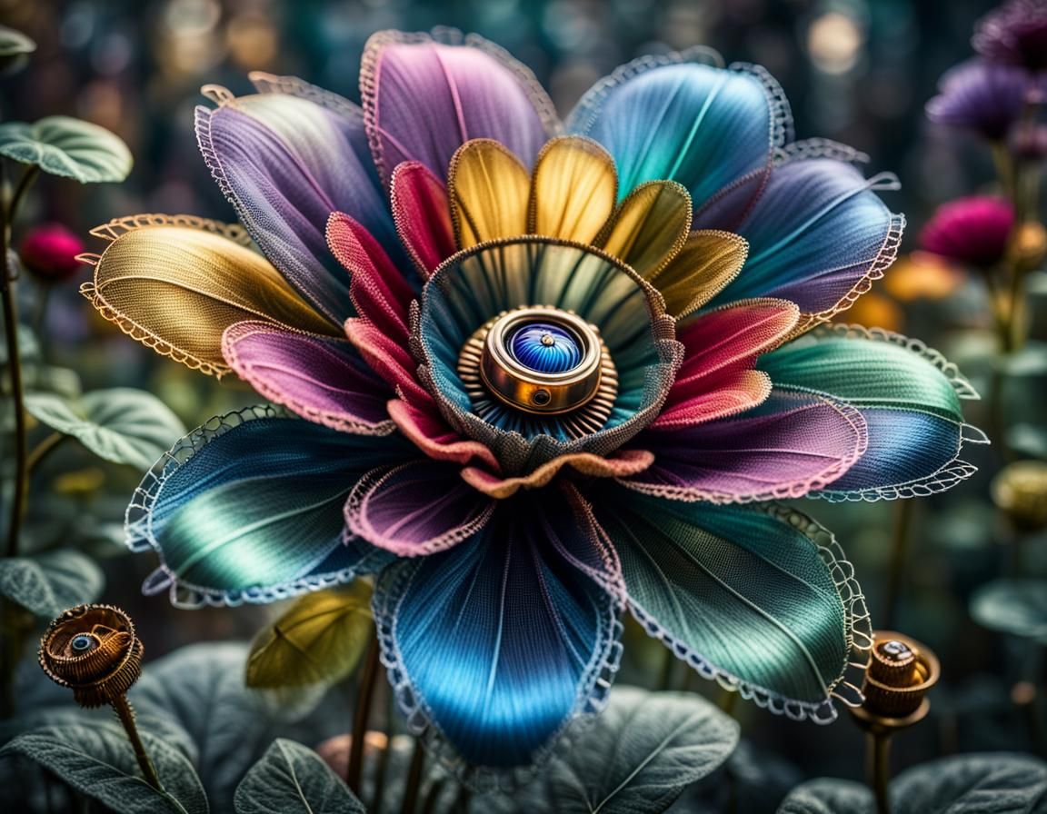 Steampunk Tulle Flower in Metallic Garden