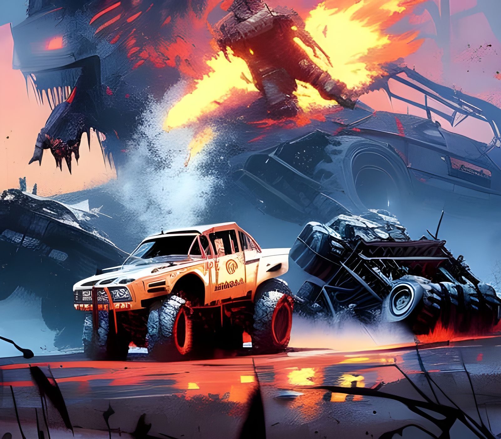 Monster Truck Speed Painting with Bold Brushstrokes