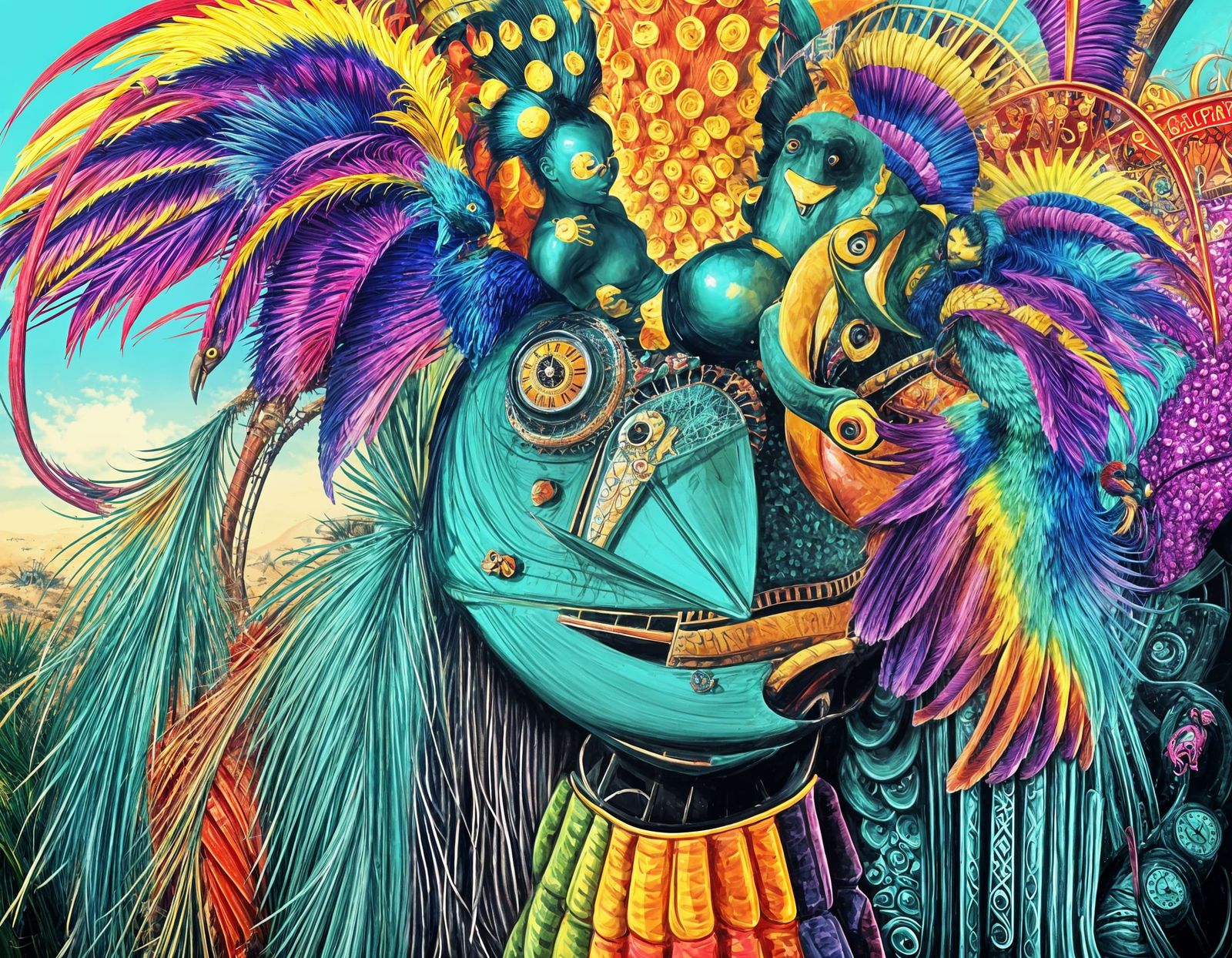 Doña Trambolica Rides a Mechanical Flamingo: Dalí-esque Surr...