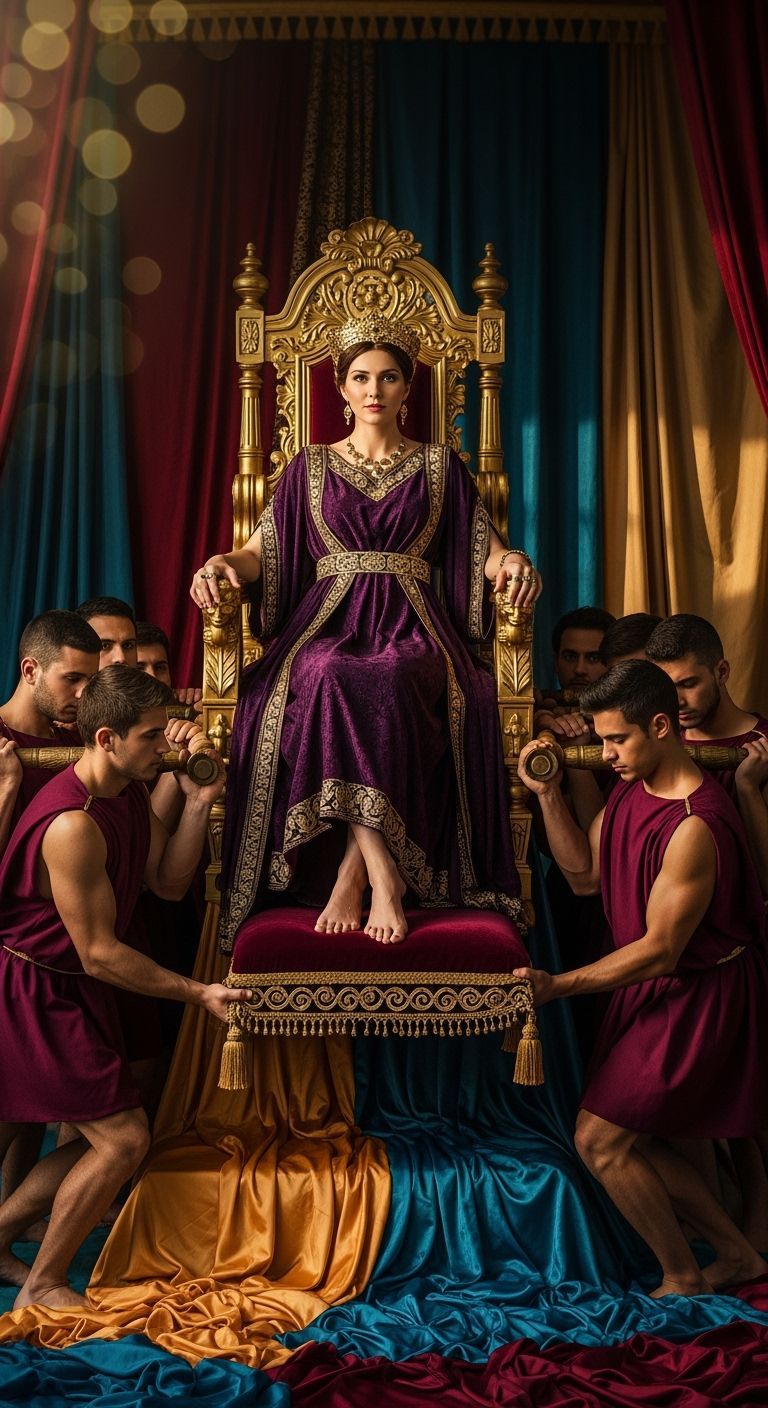 Roman Empress on Gold Throne with Velvet Details