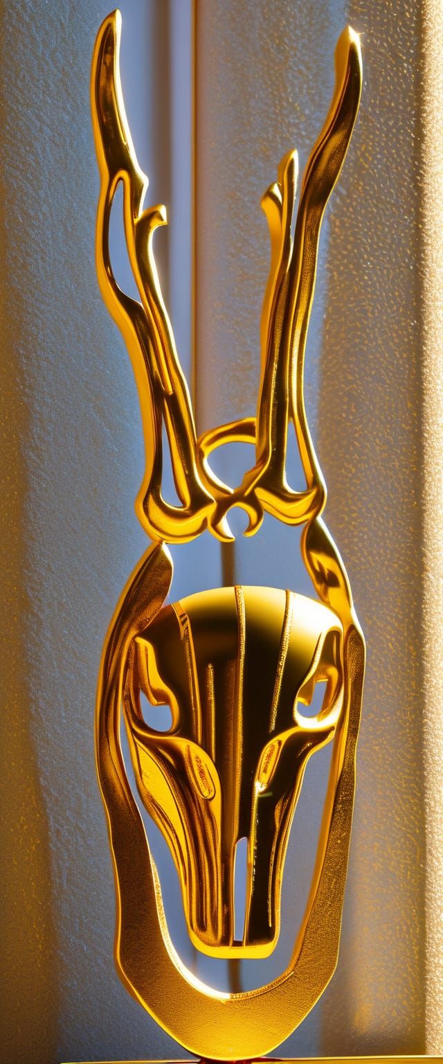 Golden Skull Trophy Shines in Sunlight