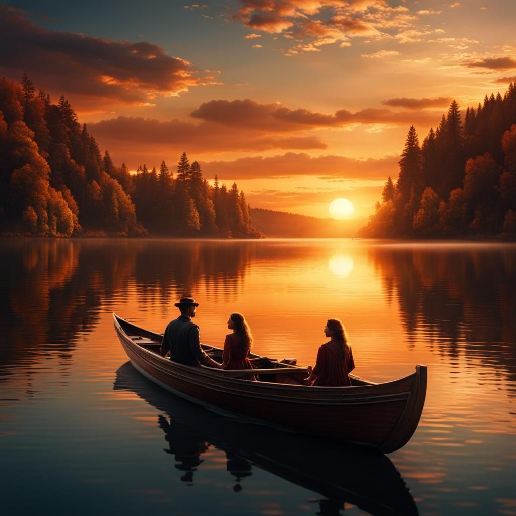 Sunset Boat Ride: Dramatic Digital Matte Painting