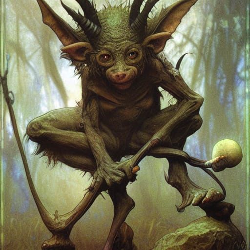 Detailed Goblin Concept Art in Fairycore Style