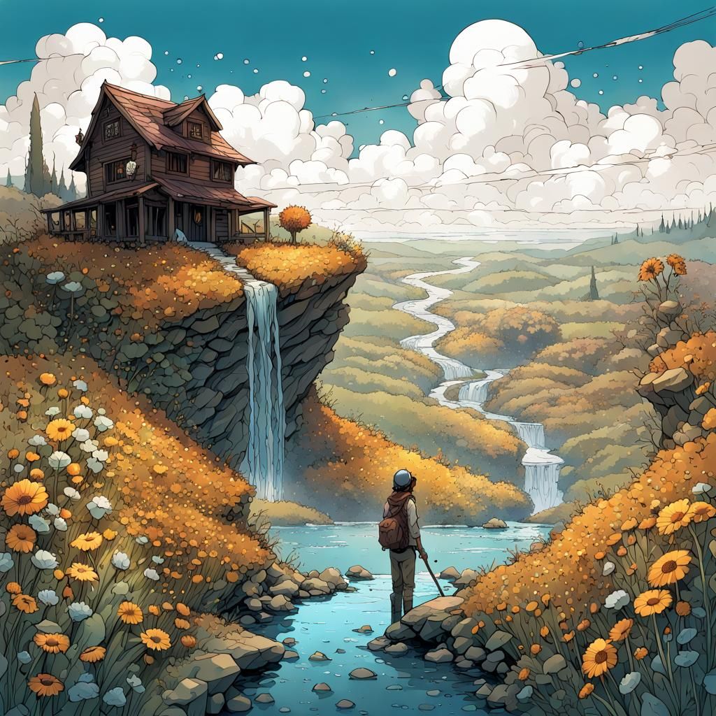 Tears Water Wildflowers in Hyper-Detailed Landscape