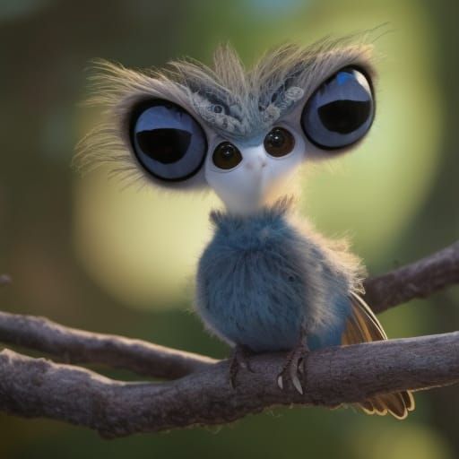 Adorable Bug-Eyed Bird: Detailed 3D Render