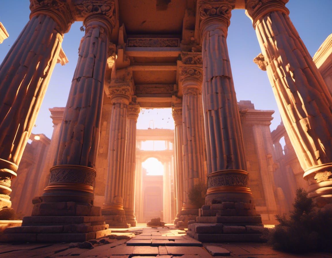 Roman Temple Interior at Magic Hour
