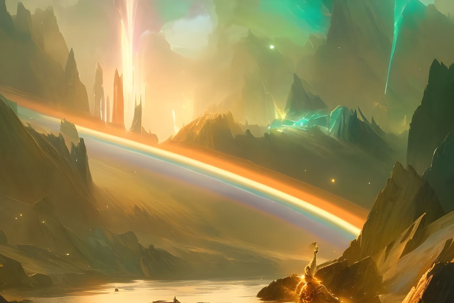 Bifrost Rainbow Bridge to Asgard: Digital Matte Painting