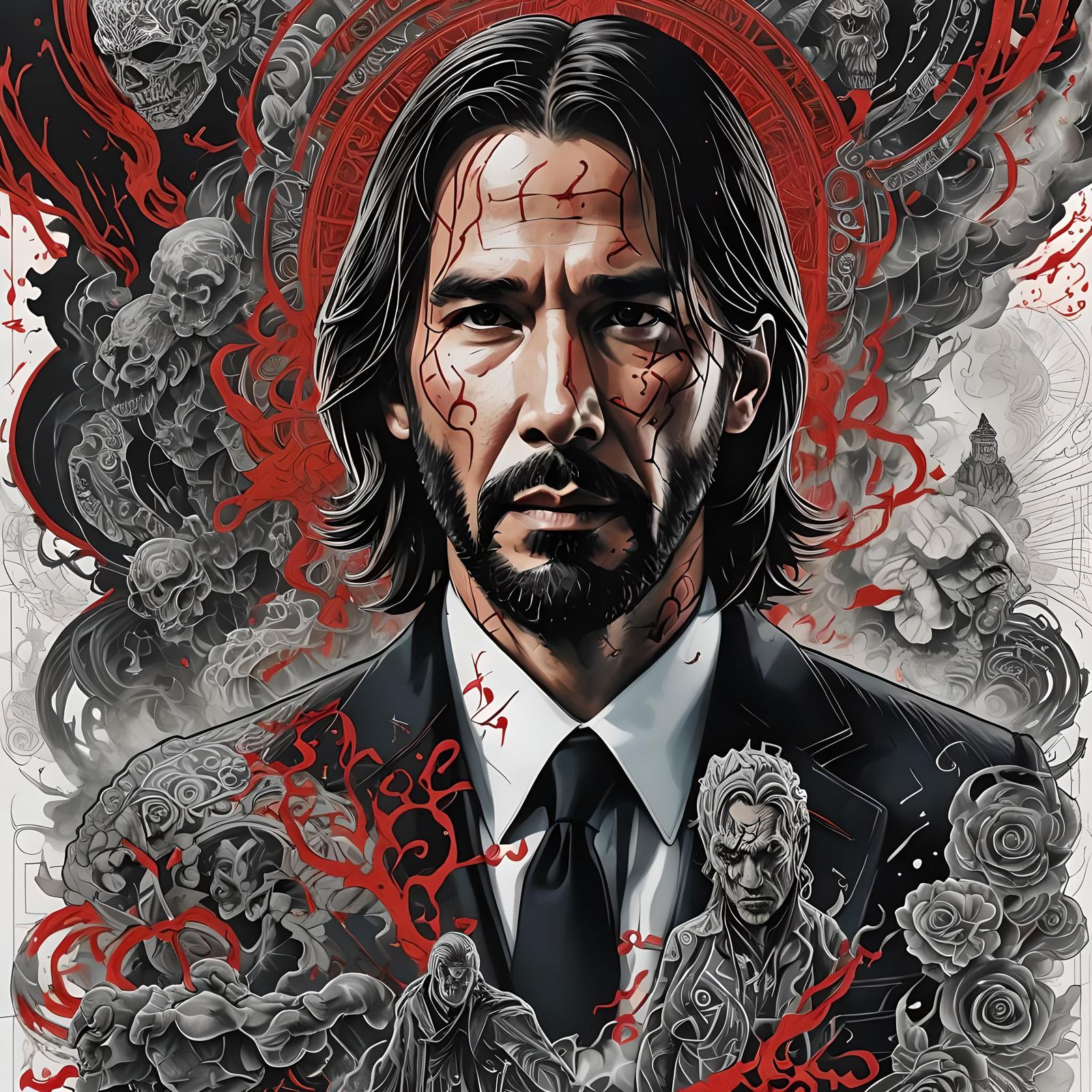 Jhon Wick 6 Movie Poster in Mixed Media Style