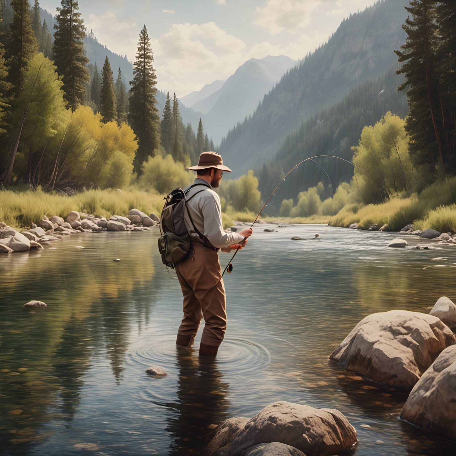 Fly Fishing in Montana: Cezanne-Inspired River Scene