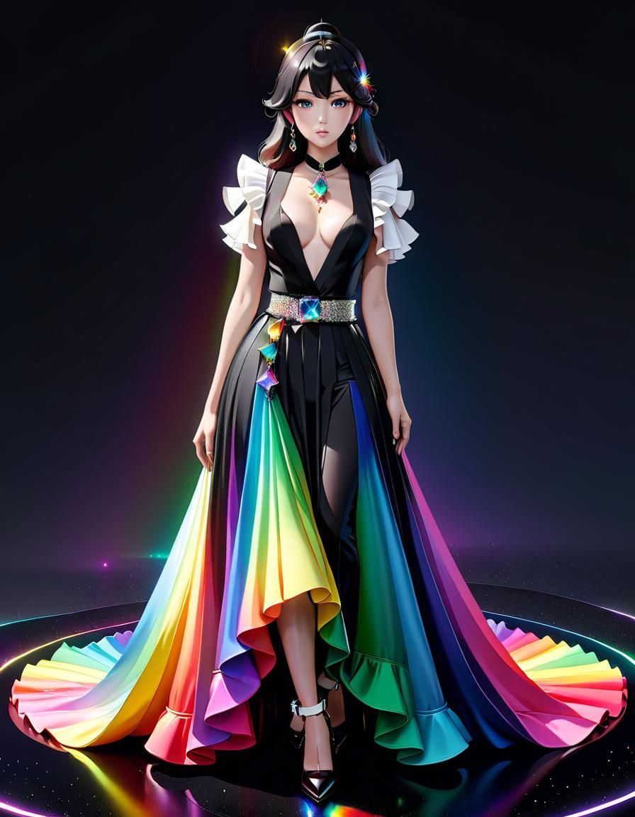 Rainbow Dress in Detailed 3D Anime Art Style