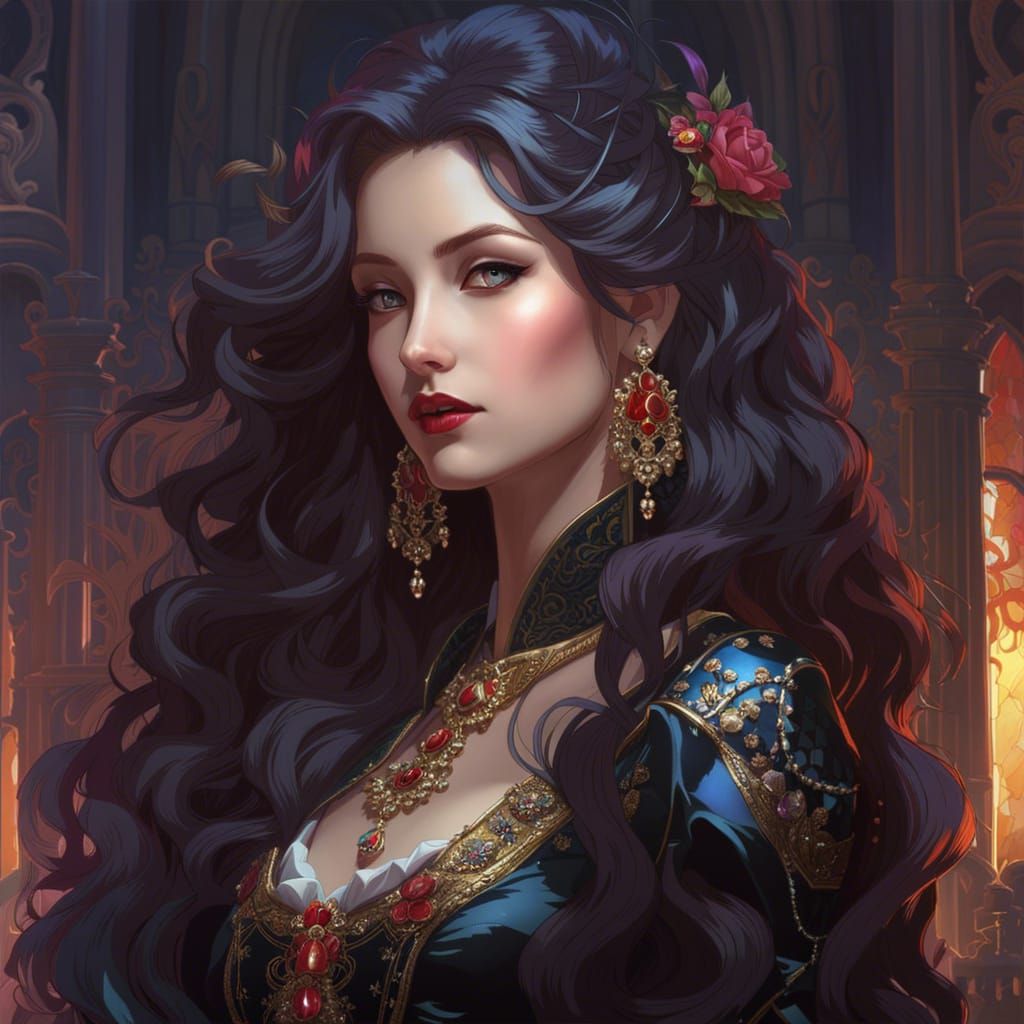 Gothic Baroque Queen Portrait with Dynamic Lighting