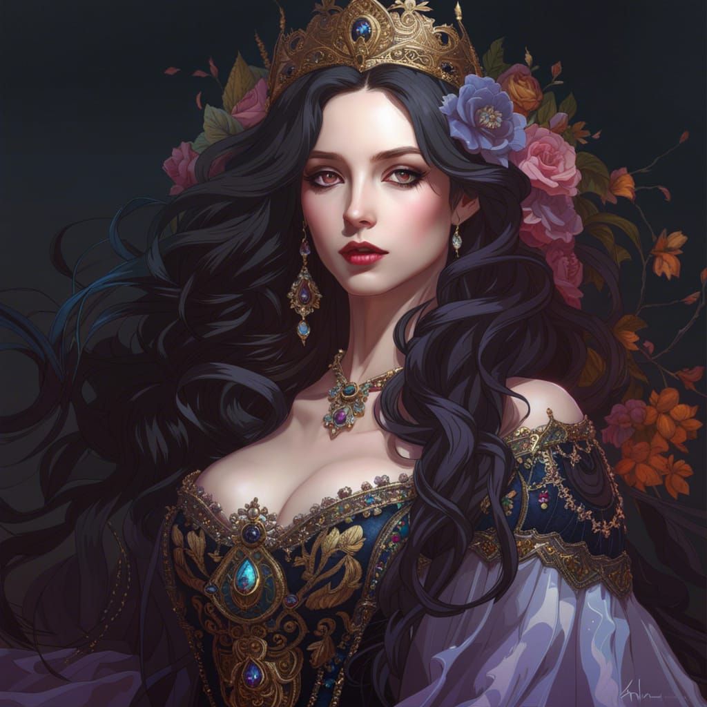 Gothic Baroque Queen Portrait with Dynamic Lighting