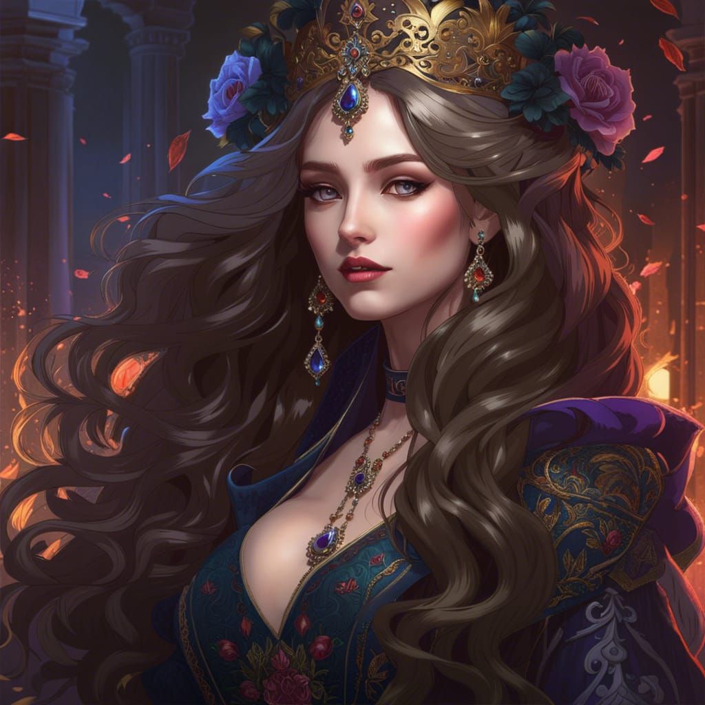 Gothic Baroque Queen Portrait in Volumetric Lighting