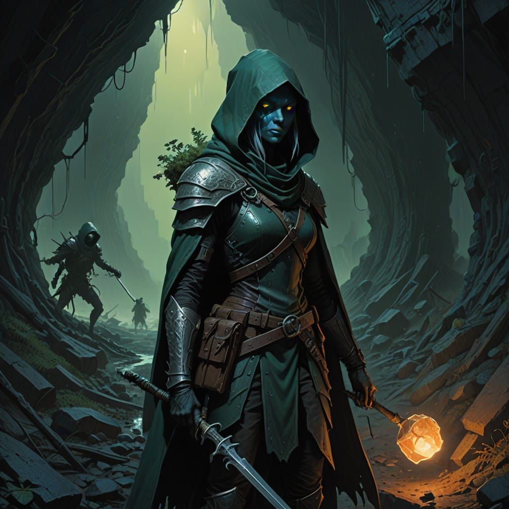 Dark Ranger Explores Crystal-Covered UnderDark Cavern