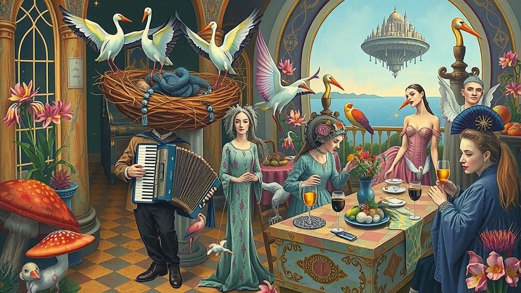 Surreal Accordionist Plays at Galaxy's End