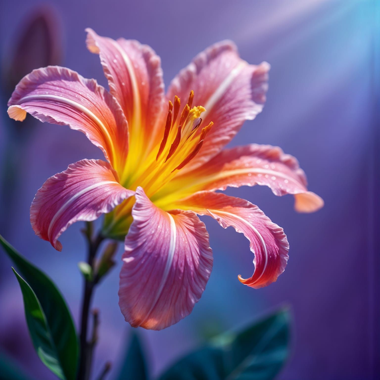Vibrant Daylily Bloom in Water Spray Style
