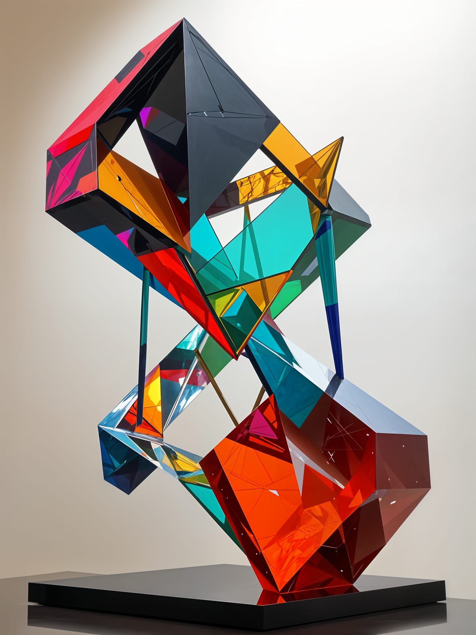 Abstract Cubist Sculpture of Twisting Cubes