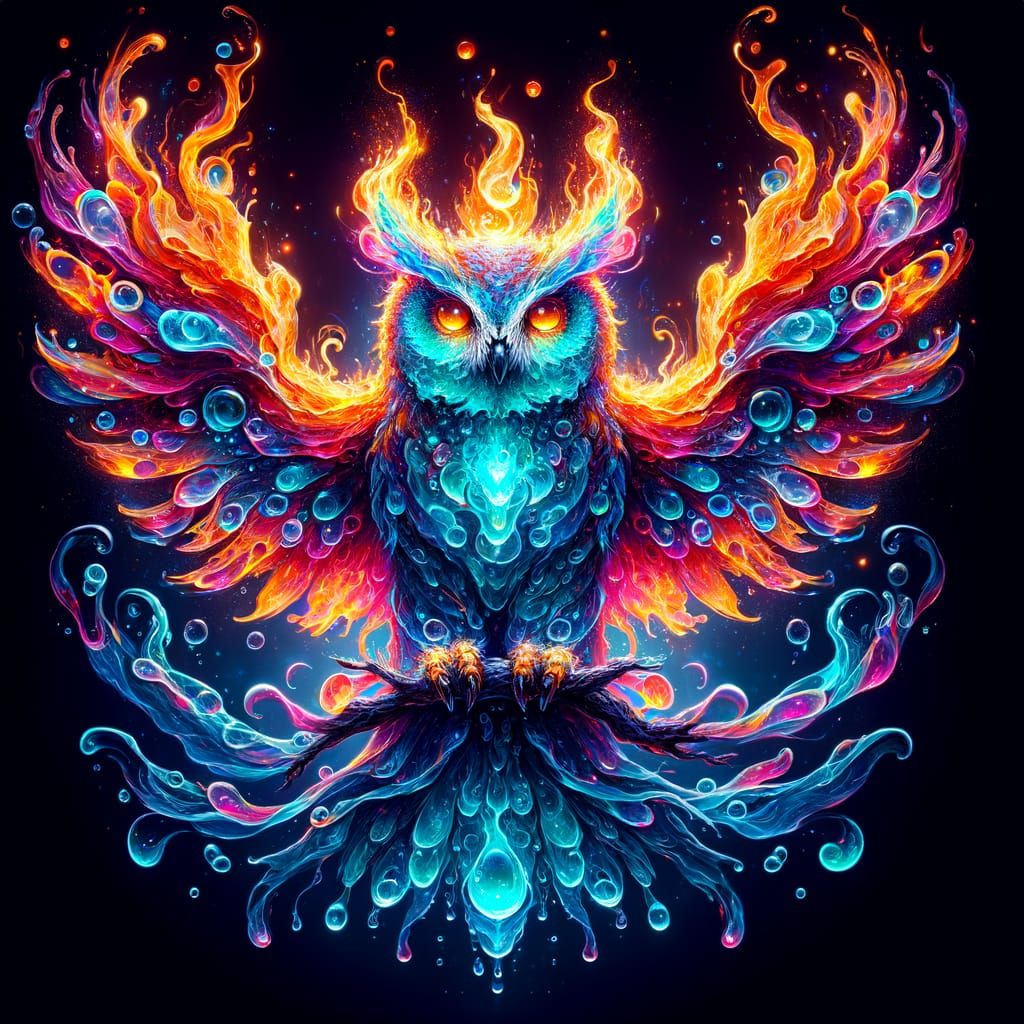 Bioluminescent Owl Totem in Magical Realism Style