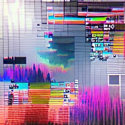 Abstract Glitch Art with Vibrant Colors and Sounds