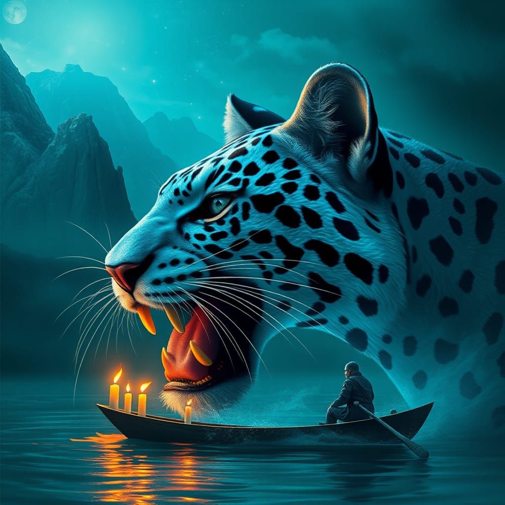 Surreal Sky Panther Embodies Time and Destiny