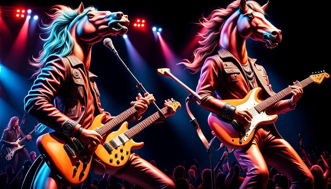 Two Anthropomorphic Horses in Battle of the Bands