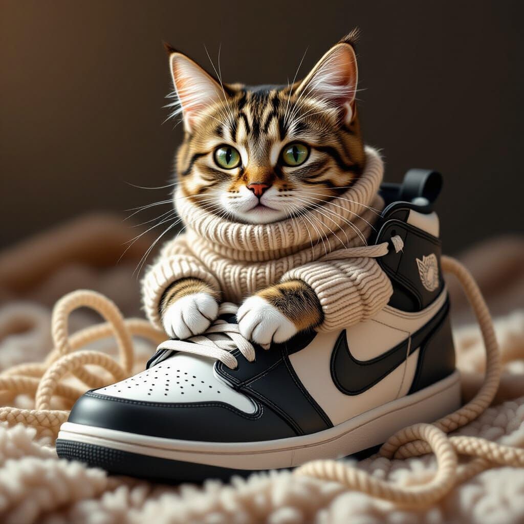 Cat in a Shoe: A Photorealistic Digital Art Piece