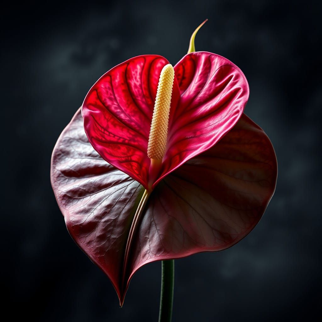 Hyperrealistic Botanical Study of Anthurium andraeanum