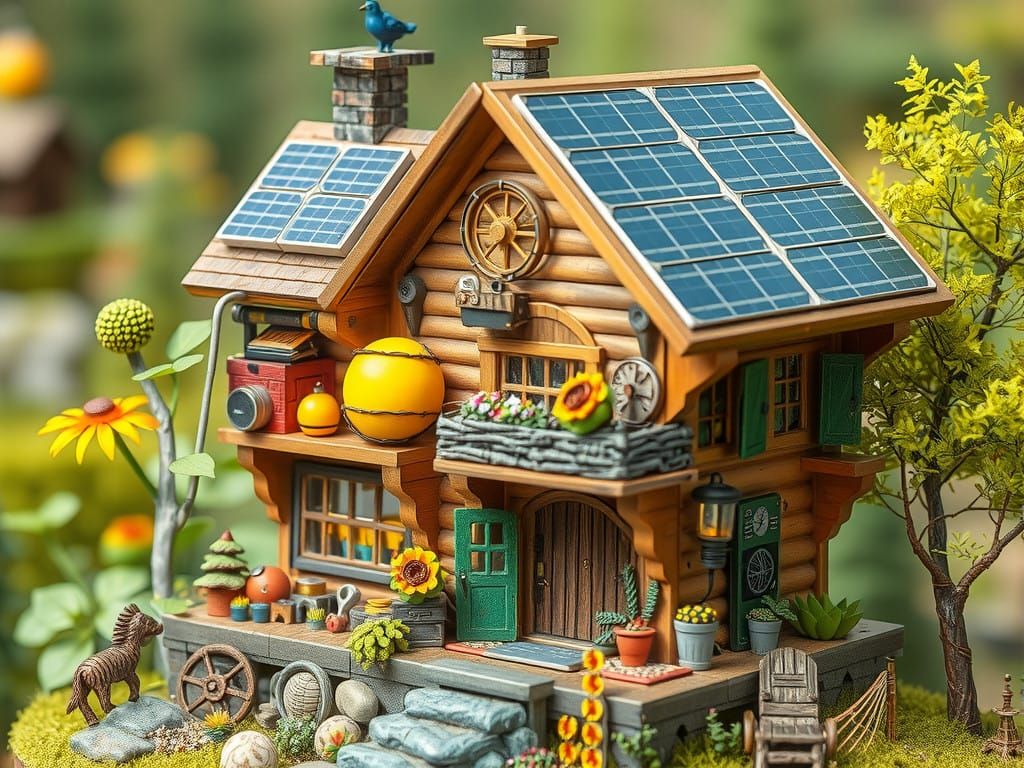 A miniature solar punk house