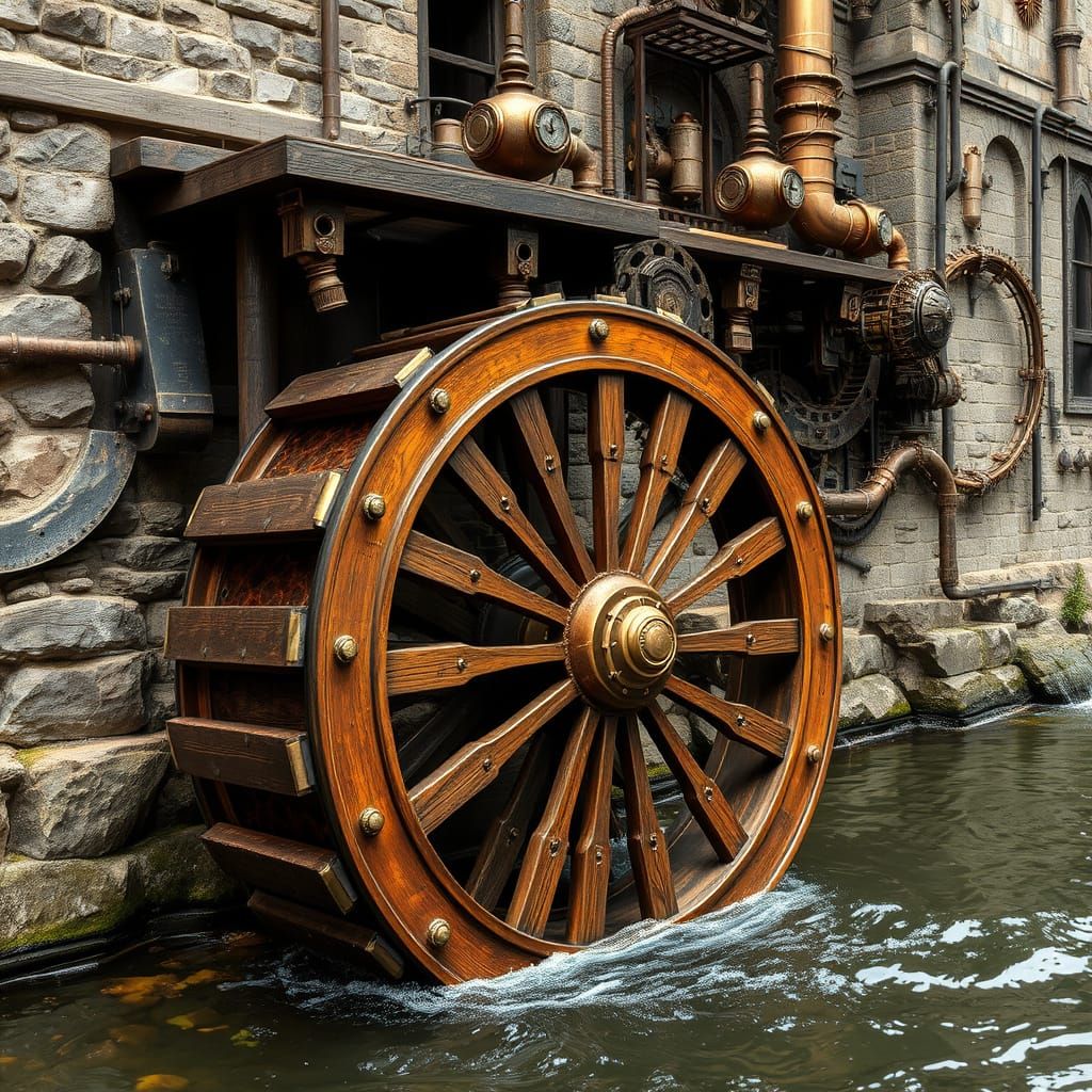 Industrial Era Steampunk Water Wheel Marvel
