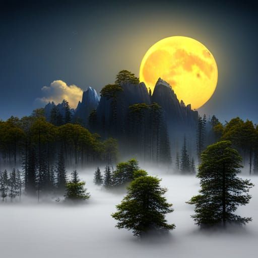 Ethereal Forest Ghost Under Moonlight in 3D