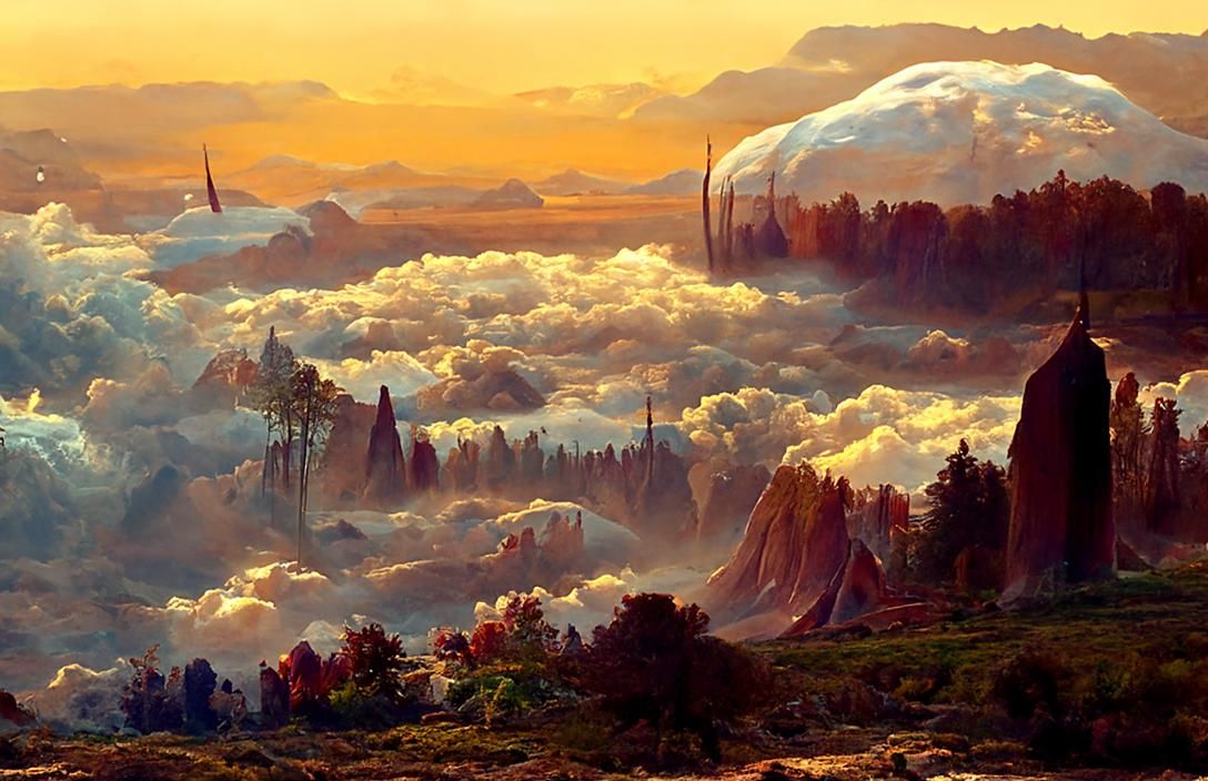 Surreal Vista Landscape in Liminal Render Style