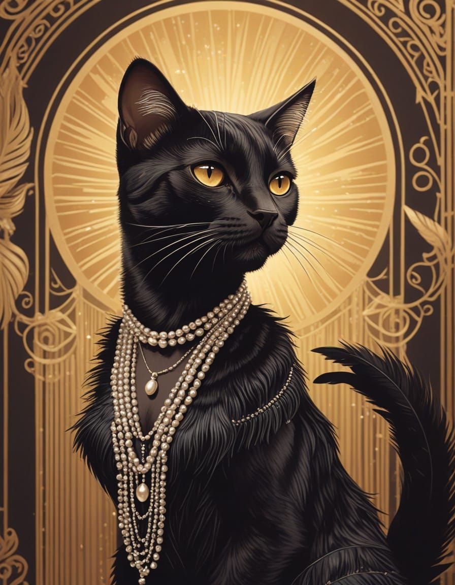 Art Deco Jazz Cat Singer in Speakeasy