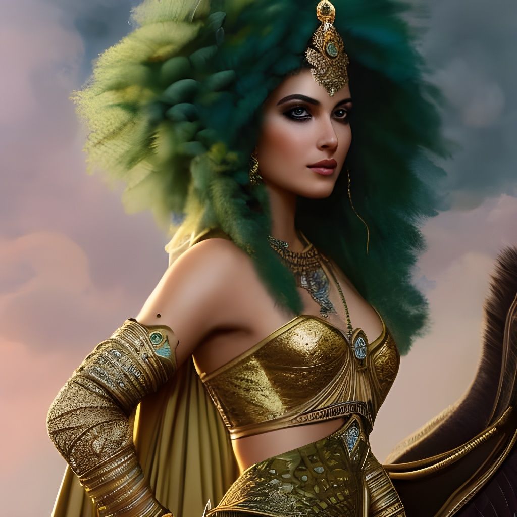 Arabian Warrior Princess Portrait in Art Nouveau Style