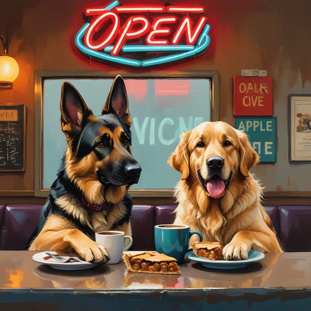 Working dogs take a pie break