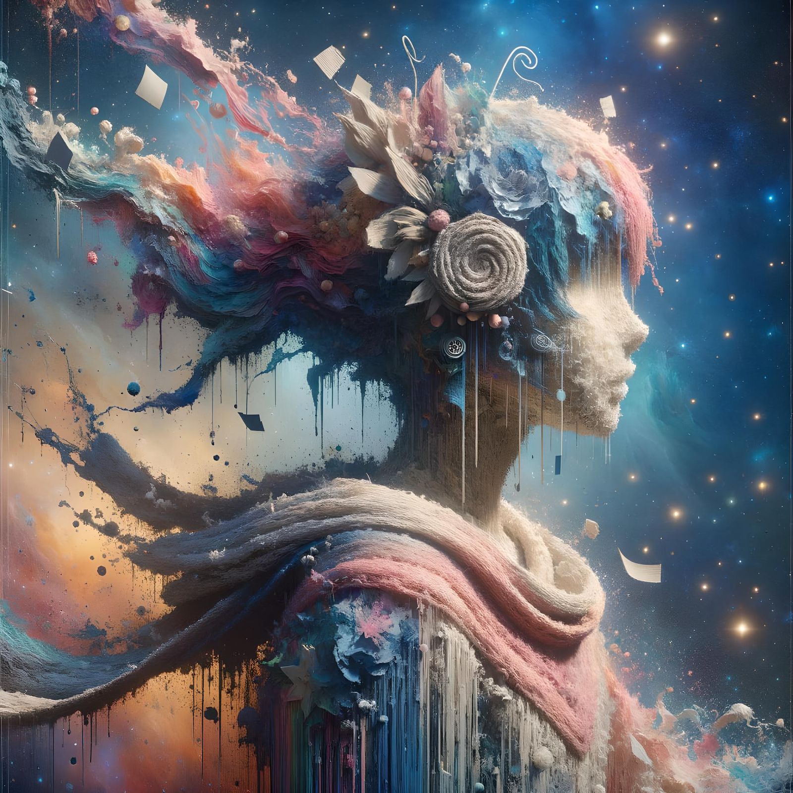 Pixelated Anime Character with Abstract Impasto Colors