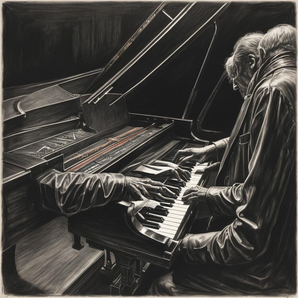 Pianist's Hands: Hyperdetailed Charcoal Drawing