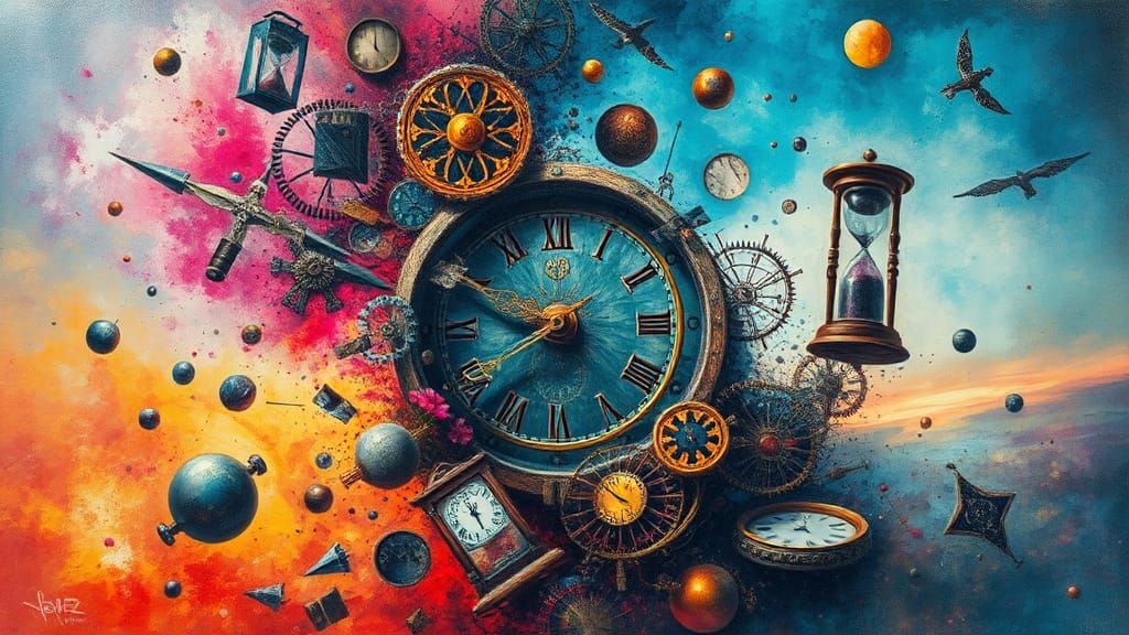 Surreal Shattered Time in Gothic Romantic Style