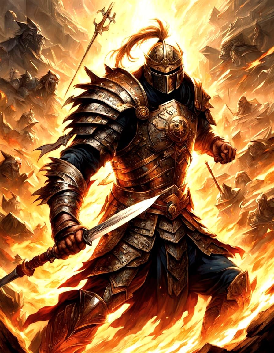 Epic Amazon Warrior in Divine Armor Unleashes Courage