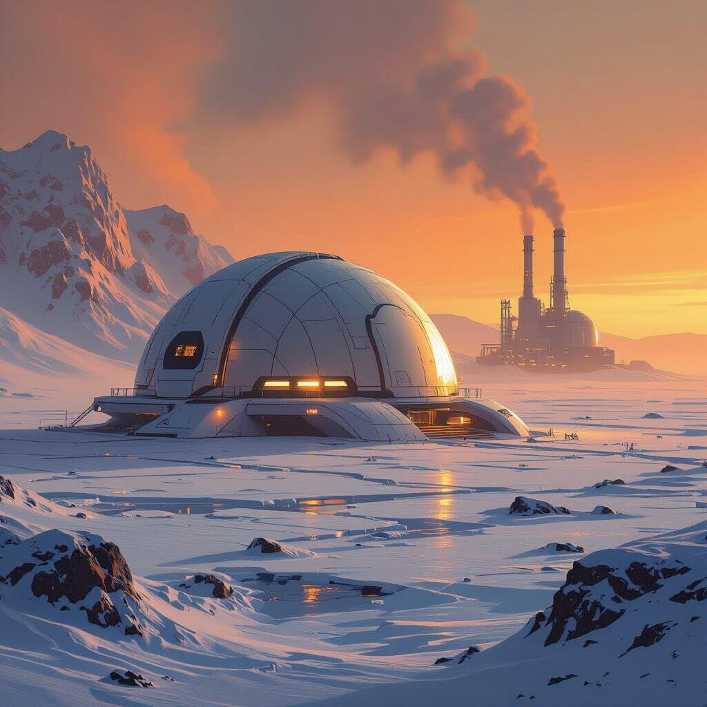 Futuristic Habitat on Titan: Sci-Fi Concept Art