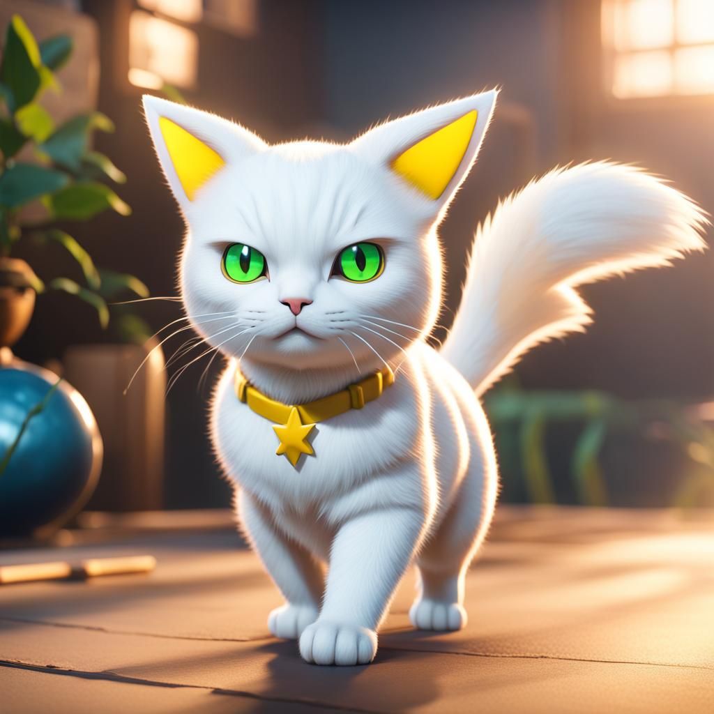 Pikachu Cat: A 3D Pokémon Game Render