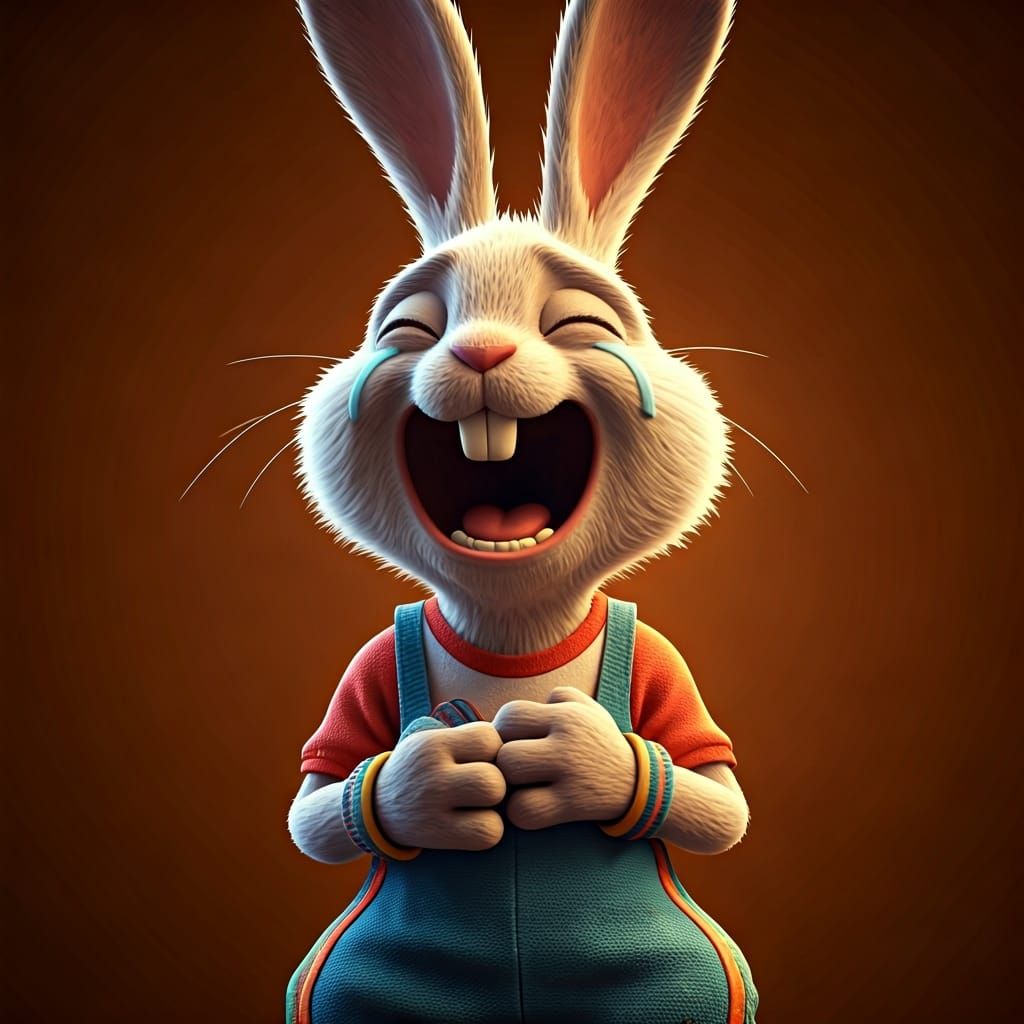 Laughing Rabbit in Claymation Style