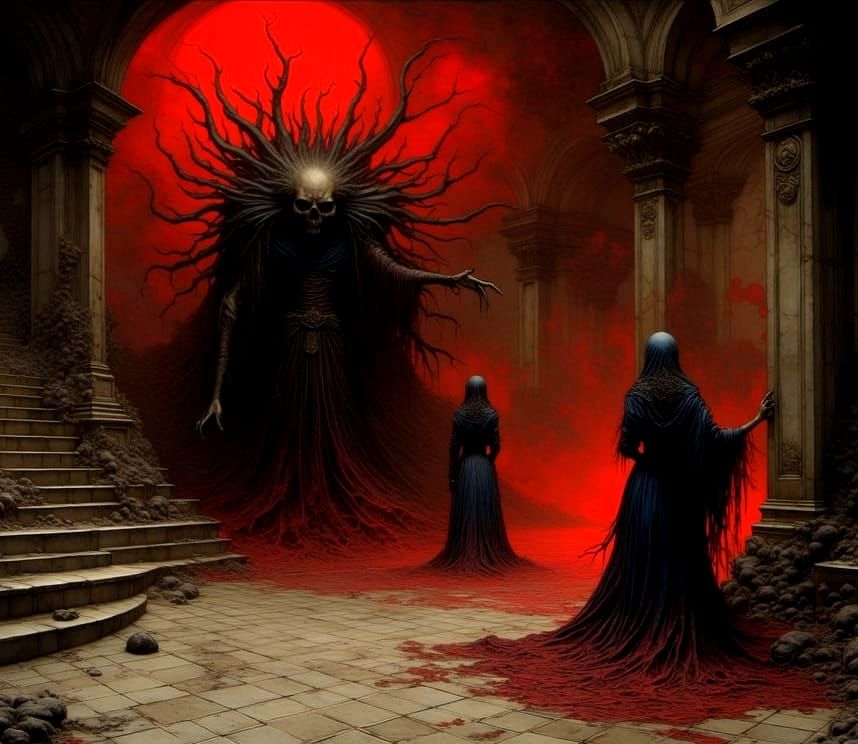 Demonic Horror Scene in Dystopian Nightmare