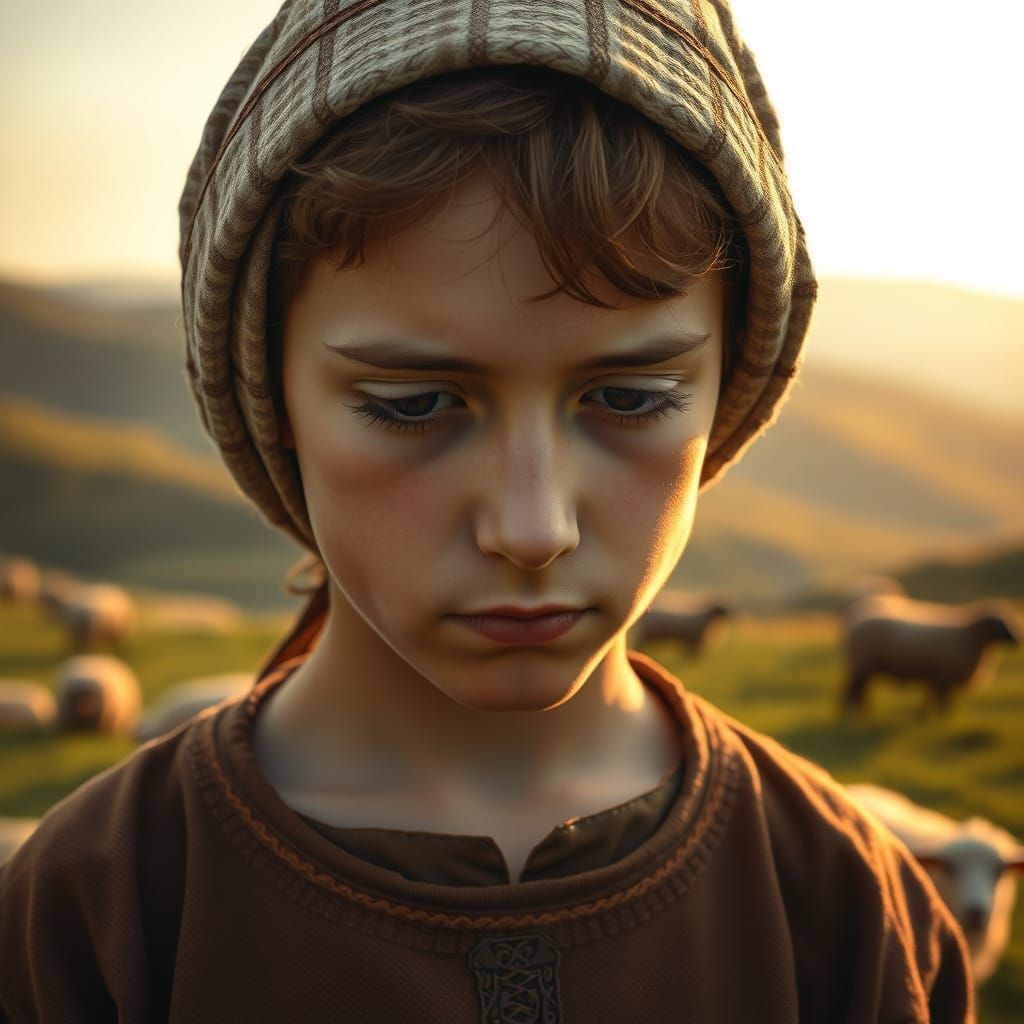 Serene Hasidic Youth in Golden Hour