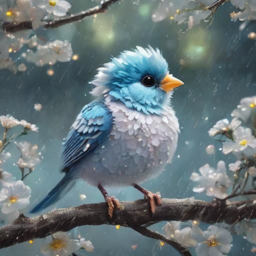 Pastel Birdie Portrait in Vaporwave Style