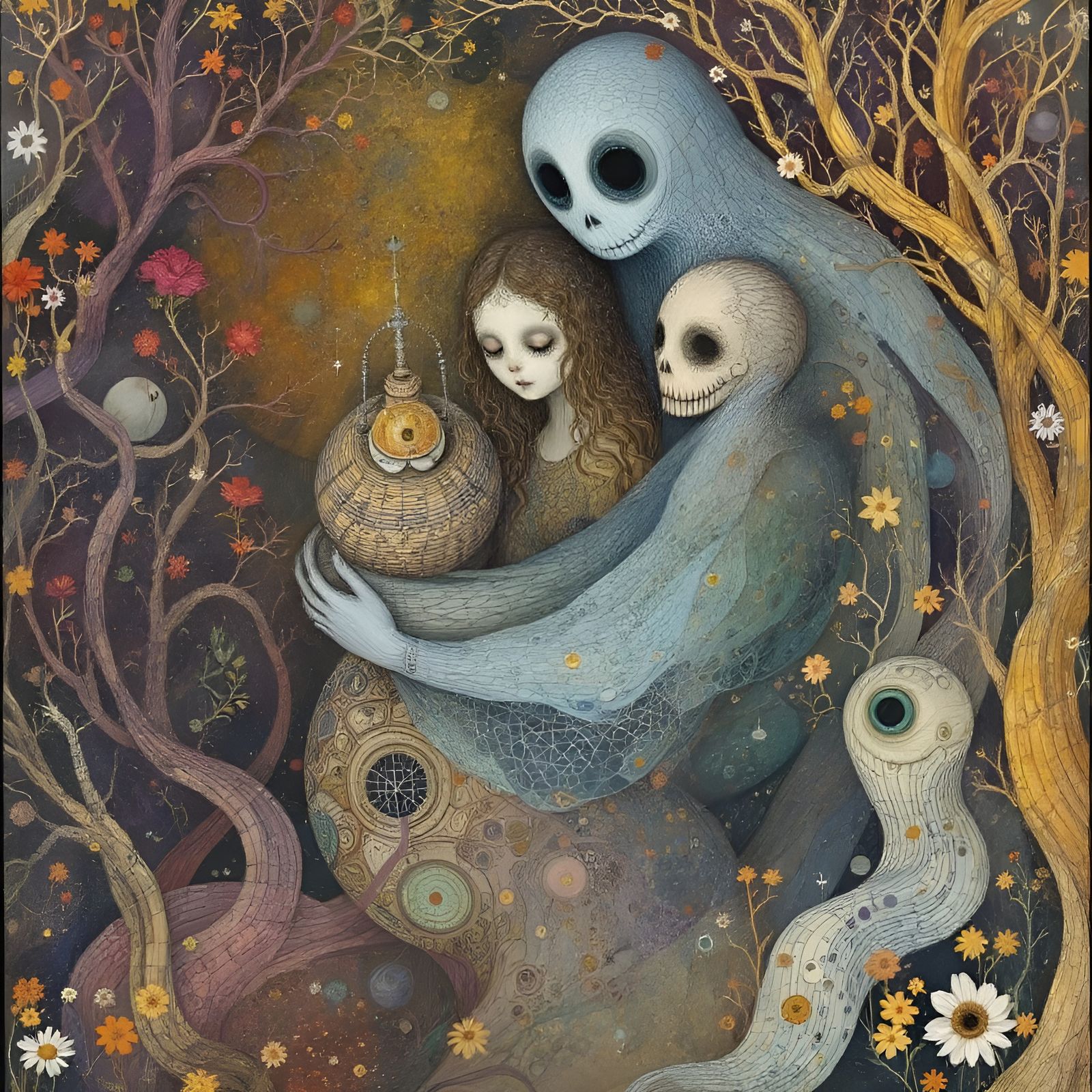 Surreal Portrait of Ghostly Friends in Intricate Detail