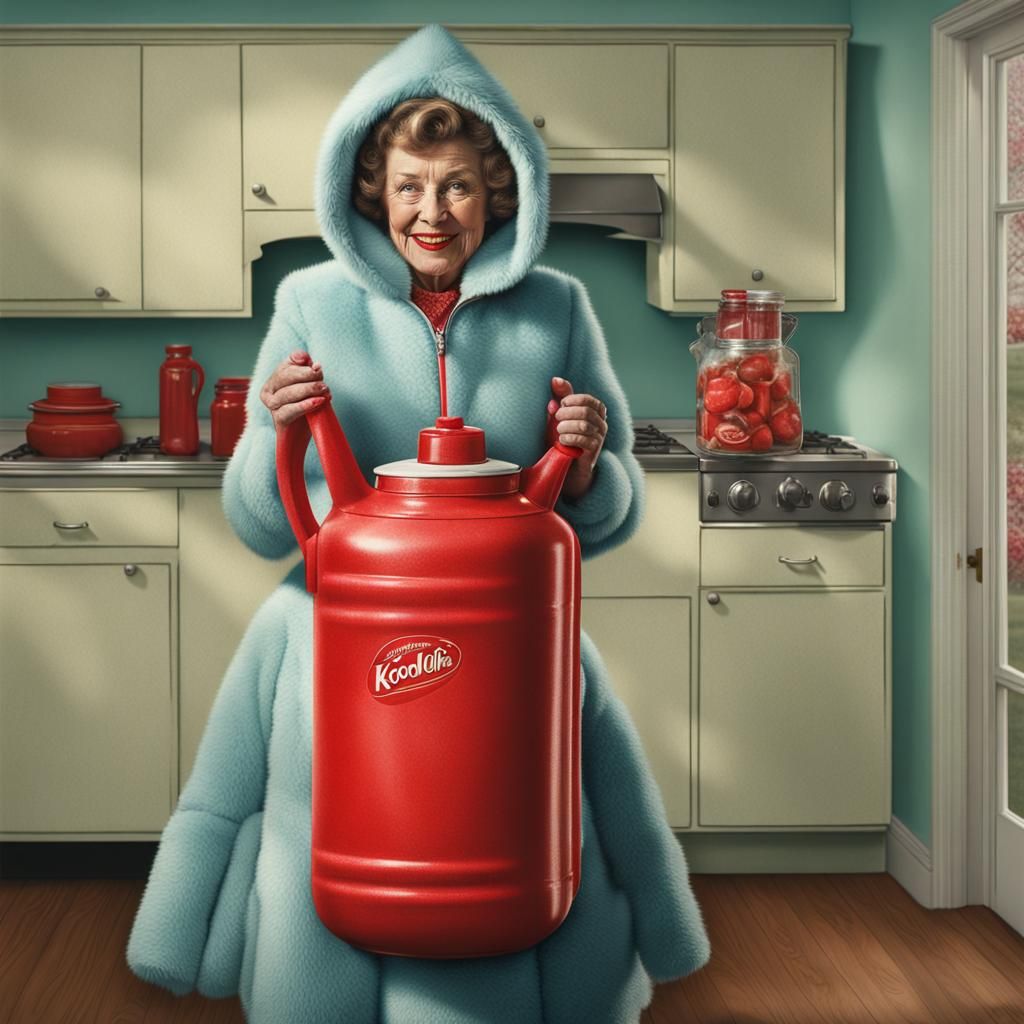 1950s Housewife in Weasel Costume with Kool-Aid