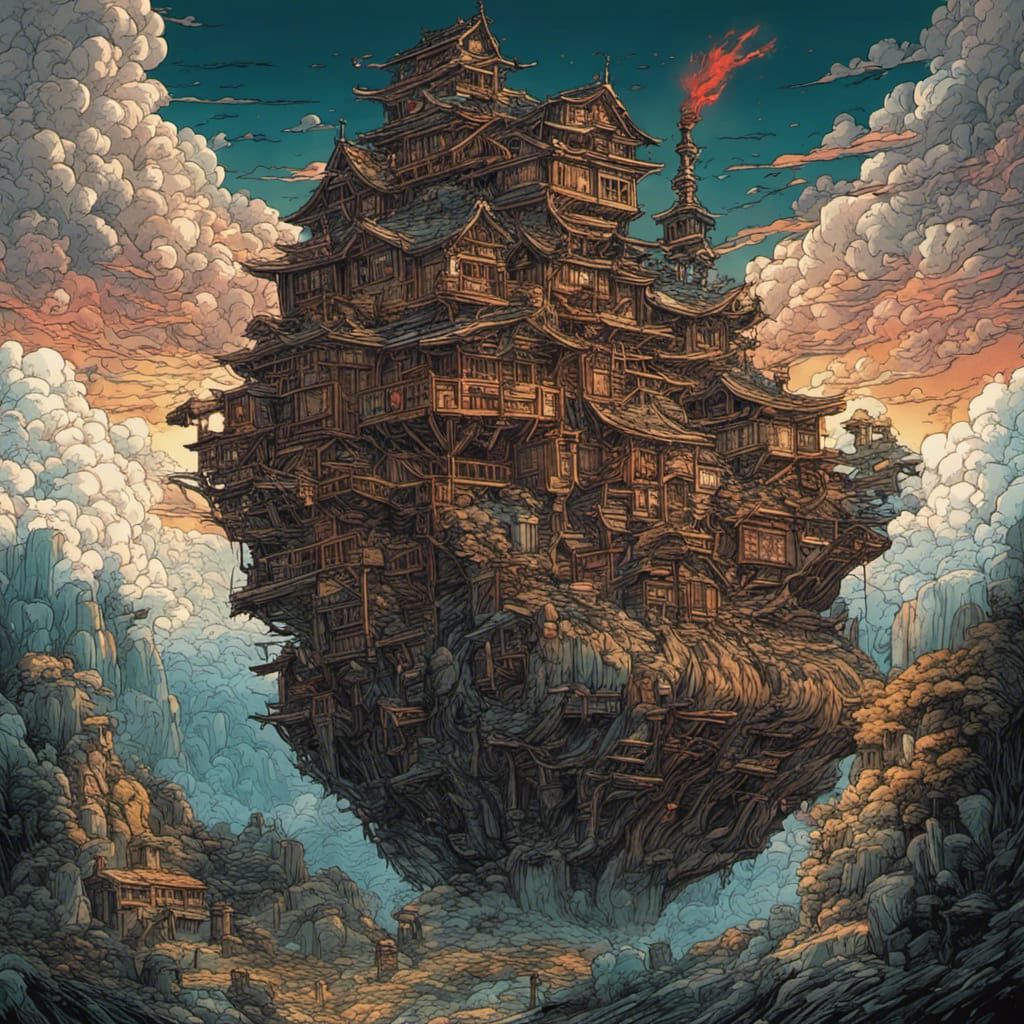 Howl's Moving Castle: Japanese Woodblock Print